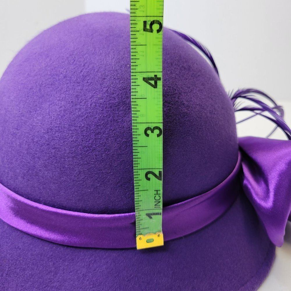 Purple Wool Hat, Purple Satin, Bucket Dress Hat,Church Hat- NEW - Picture 6 of 16